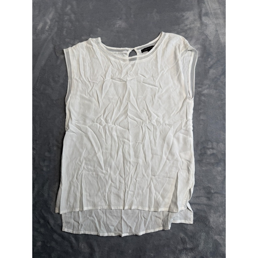 Violet & Claire Tank Top Womens Small White Back Keyhole Side Slit High Low Hem